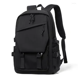 Backpack Student Schoolbag Large Capacity Black Double Buckle Multi-Spaced Computer Tablet Storage Bags Outdoor Travel