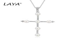 LAYA 925 Sterling Silver Pendant Necklace For Women Fashion New Simple Natural Fresh Water Pearl Party Wedding High Quality 89098535537916