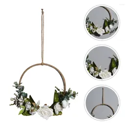 Decorative Flowers Lily Wreath Artificial Garden Decoration Stylish Wall Ornament Hoop Realistic Adornment Faux