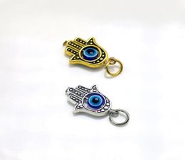 Alloy 100pcs Gold Silver Zinc Alloy Hamsa Hand EVIL EYE Kabbalah Luck Charms Necklace Pendant For Jewellery Making8102896