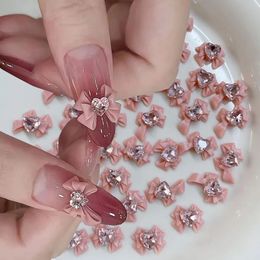 102030Pcs Pink Ribbon Resin Bow Nail Charms Mixed Style bow Jewellery Parts 812mm Manicure Decor DIY AccessoryY2K 240430