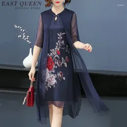 Party Dresses Women Dress Midi Elegant Chinese Summer 2024 Older Robe Vintage Femme Middle Aged Style 4822
