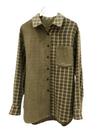 T-Shirts 2021 Fall and Winter New Plaid Casual Loose Cotton/wool Blended Lapel Shirt