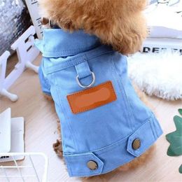 Dog Apparel Polyester Spring Suit Outfits Pet With D Leash Ring Towable Jeans Jackets Two Legged Vest Coat Summer