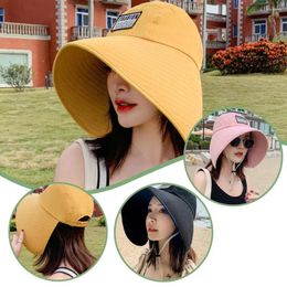 Wide Brim Hats Uv Women Hat Fashionable Visor Big Summer Travel Breathable N4b7