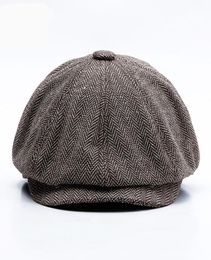 Unisex Autumn Winter Newsboy Caps Men And Women Warm Tweed Octagonal Hat For Male Detective Hats Retro Flat1006129