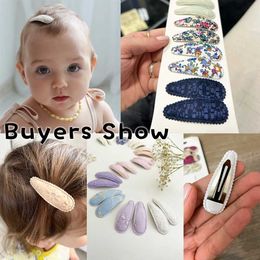 Hair Accessories 10pcs/set Embroidery Printed Snap Hair Clips for Girls Kids BB Hairpins Barrettes for Child Newborn Baby Hair Accessories Gift