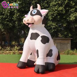 8mH (26ft) with blower Newly custom made advertising inflatable milk cow blow up animal model balloons for party event decoration toys sports