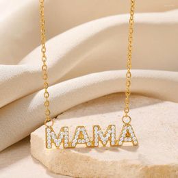 Pendant Necklaces Letters MAMA For Women Gold Color Zircon Choker Fashion Collar Chain Necklace Jewelry Mother's Day Gift