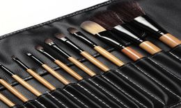 Professional Makeup Brushes Set 18pcs Brushes In Black Leather Bag Like Ties Case Make Up Brushes Tools Big Deal 9987699