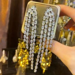 Dangle Earrings Women's Gorgeous Cubic Zirconia Tassels Accessories For Women Exquisite Charm Jewellery Vintage Earring Classic Elegant
