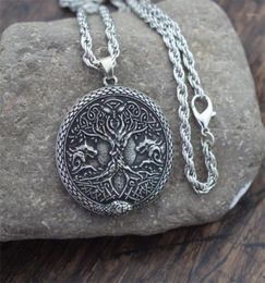 Pendant Necklaces 12pcs Tree Of Life Wolf Necklace Ouroboros Viking Talisman Norse World Jewelry6091781