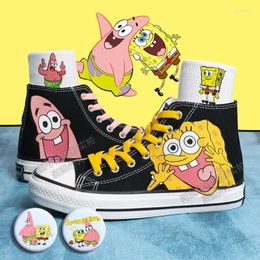 Casual Shoes 2024 Spring Summer Plus Size Sponge Baby Canvas Hand-painted Board For Male And Female Students Korean High Top Women