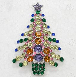 Whole Beautiful Crystal Rhinestone Christmas tree Pin Brooch Christmas gifts Brooches C6805598017