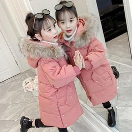 Down Coat Girls Winter Wear X Long Cotton-padded Big Fur Collar Thick Warm Can Take Off The Cap Leader Loose Fit Casual Embroide