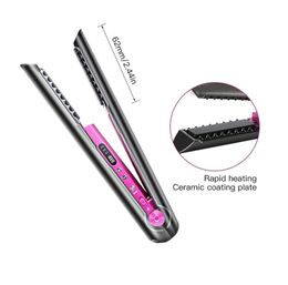 Professional Hair Straightener Ceramic Flat Iron 2 In 1 Cordless And Curler Rechargeable Wireless Straightene 2201114200809