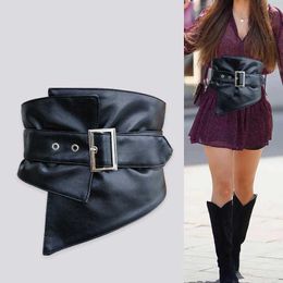 Belts Elastic Black Leather Wide Corset Belt Woman Dress Adjustable Designer Belts For Women High Quality Big Cummerbunds Waistband