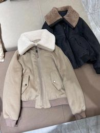 Women's Jackets B C Winter Clothing Wool Fur Collar Jacket Coat Female Vintage Turn-down Filled Warm