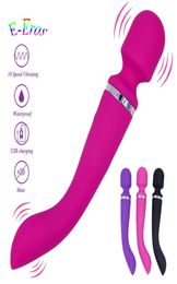 ORISSI 10 Speed Rechargeable Magic Wand Vibrator Body Massage Gspot Clitorial Stimulation Dual Vibrator Sex Toy For Women S1810192049264