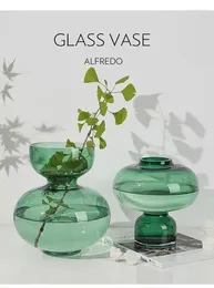 Vases Creativity Simplicity Green Round Gourd Glass Vase Floral Hydroponic Flower Pot Modern Living Room Dining Table Decoration