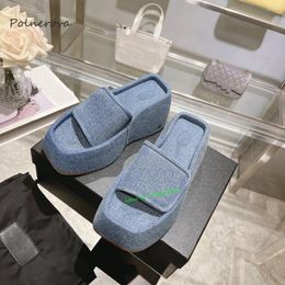 Slippers Square Toe Thick Sole Modern Solid Fashion Height Increasing Outside 2024 Est Party Shoes For Women Sexy