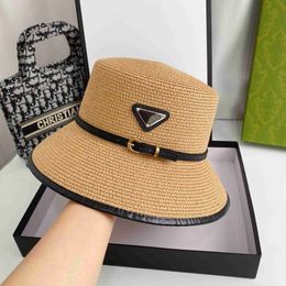 Womens Designer Triangle Letter Straw Hat Gentleman Cap Top Sun Hat Fashion Knitted Hat Cap For Men Woman Wide Brim Hats Summer Bucket HatsTO4X