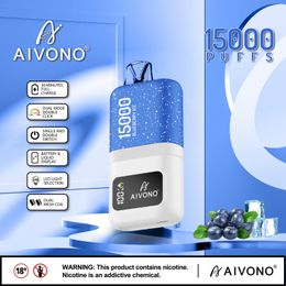 Aivono original Aim Magic 15000 elf puffs Disposable Vape Vaper Pen double mesh coil E cigarettes 0% 2% 5% With smart Screen display geek bar 15000