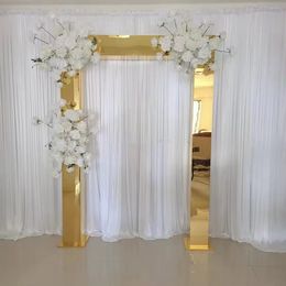 No flowers including)Wedding Decoration Supplies New Design Flower Stand Tall Gold Mirror Acrylic Arch Centerpieces for wedding stage