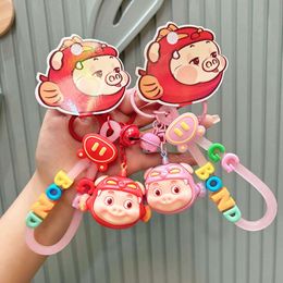 Cartoon Fishing Pig Man Pink Doll Pendant Doll Keychain Pendant Doll Creative Accessories Gift