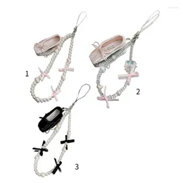 Keychains Bowknot Ballet Shoes Charm Anti-lost Strap Pocket Keychain Hanging Decoration