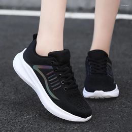 Casual Shoes Spring Reflective Shoelaces Sneakers Women Breathable Comfortable Running Ladies Sports Non-Slip Soft Jogging