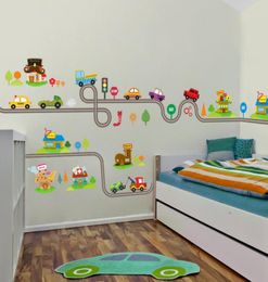 Cartoon Cars Highway Track Wall Stickers For Kids Rooms Sticker Children039s Play Room Bedroom Decor Wall Art Decals5711486