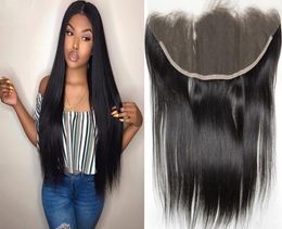 ear to ear lace frontal closure 13x4 8A high quality natural color virgin brazilian hair straight part top closure 1173342