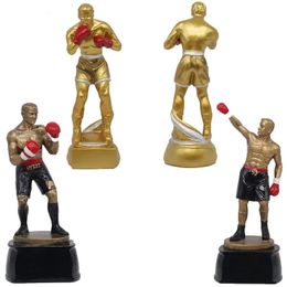 Resin Boxing Trophy Athlete Craft Can Custom Lettering Boxing Sports Figurines Home Decoration Commemorative Champion Cup 240424