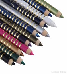 Professional 12 Colorsset Wooden Pole Eyeliner Gel Pen Eye liner Pencil Eye Cosmetics Permanent Dazzle Color Lasting Waterproof5549084