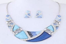 Vintage Jewelry Set Bohemian Geometric Crystal Silver Statement Necklaces and Earrings Set 2020 Boho Party Jewellery Brincos12069767