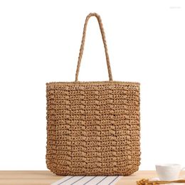 Evening Bags Fashion Large Capacity Hand-woven Paper Totes Bag For Women Foldable Handbags Summer Beach Casual Shoulder Hand