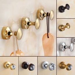 Wall Mounted Retro Copper Robe Hook Antique Coat Hooks Crystal Brass Bath Towel Clothes for Bathrooms 240428