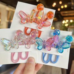 Hair Accessories 2PCS Cartoon Transparent Butterfly Cute Girls Elastic Bands Princess Children Ties Baby Headwear