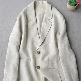Women's Suits Suit Linen Long Sleeve Thin Coat Spring Autumn Casual Blazers 2024