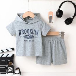 Clothing Sets Set For Kid Boy 3-24Months Summer Letter Short Sleeve Hoodie Tee And Shorts Outfit Toddler Infant Born Baby Boys