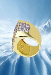 Mens Concave CZ Bling Bling 360 Eternity Ring Iced Out Rings Cubic Zirconia Micro Pave Simulated Diamonds Ring with gift Box 18K G8582741