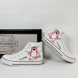 Casual Shoes 2024 Strawberry Bear Lotso White Canvas High Top Female Spring Board Plus Size Women Man Gril Flats