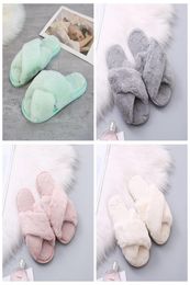 Women Design Slippers Cross Plush Slipper Indoor Casual Thermal Cotton Shose House Shoses Bathroom Footwear Warm Comfortable 2021 2008800