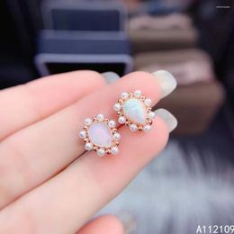 Stud Earrings Fine Jewellery 925 Sterling Silver Inset With Natural Gems Women's Luxury Fashion Water Drop White Opal Ear Support