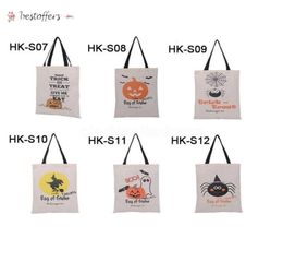 6 Styles Large Halloween Tote Bags Party Canvas Trick or Treat HandBag Creative Festival Spider Candy Gift Bag For Kids GB09289353761