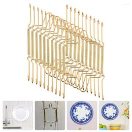 Kitchen Storage 10pcs Spring Style Decorative Plate Hanger Dish Display Hangers Invisible