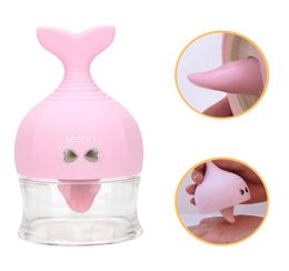 Cute Rechargable Tongue Licking Vibrator 10 Speed Vacuum Nipple Sucker Vaginal Clitoral Stimulator Body Massage Sex Adults Toys3419609