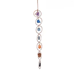 Decorative Figurines 7 Gemstones Pendants Acrylic Painted Meditation Hanging Wall Decoration For Womdow Home Living Room