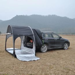 Black SUV Car Rear Extension Tent Bicycle Storage Outdoor Camping Multipurpose Large Space Oxford Silver Coated Waterproof Tour 240422